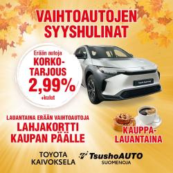 🍂🍁🍂 Syyskuun kauppalauantai TsushoAUTO Suomenojalla🍂🍁🍂 Erään vaihtoautoja korkotarjous 2,9...